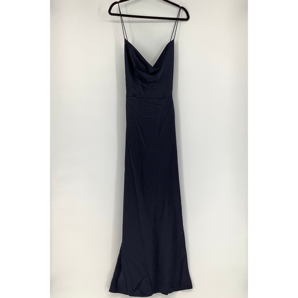 NEW! Dessy Collection Size 18 Lux Charmeuse Slip Dress Midnight $231 msrp I20-14 - Picture 3 of 11